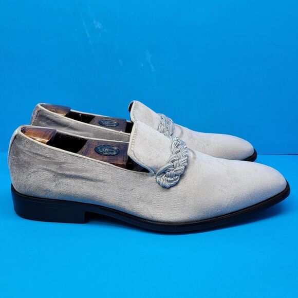 After Midnight Mens Silver Velvet Braided Strap Loafer Size US 10 VGC main image 4